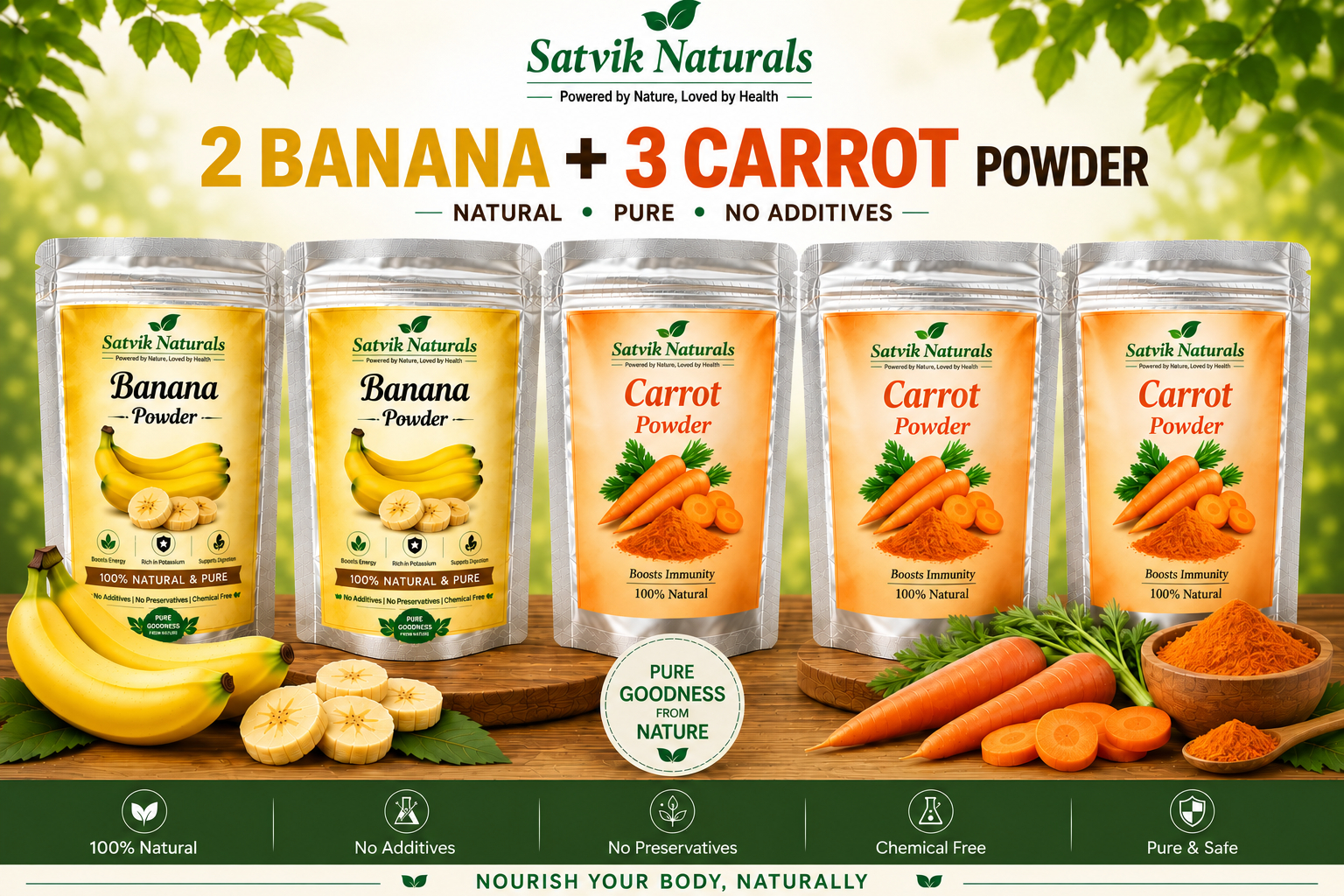 Satvik Naturals Banana & Carrot Powder Combo (2:3)