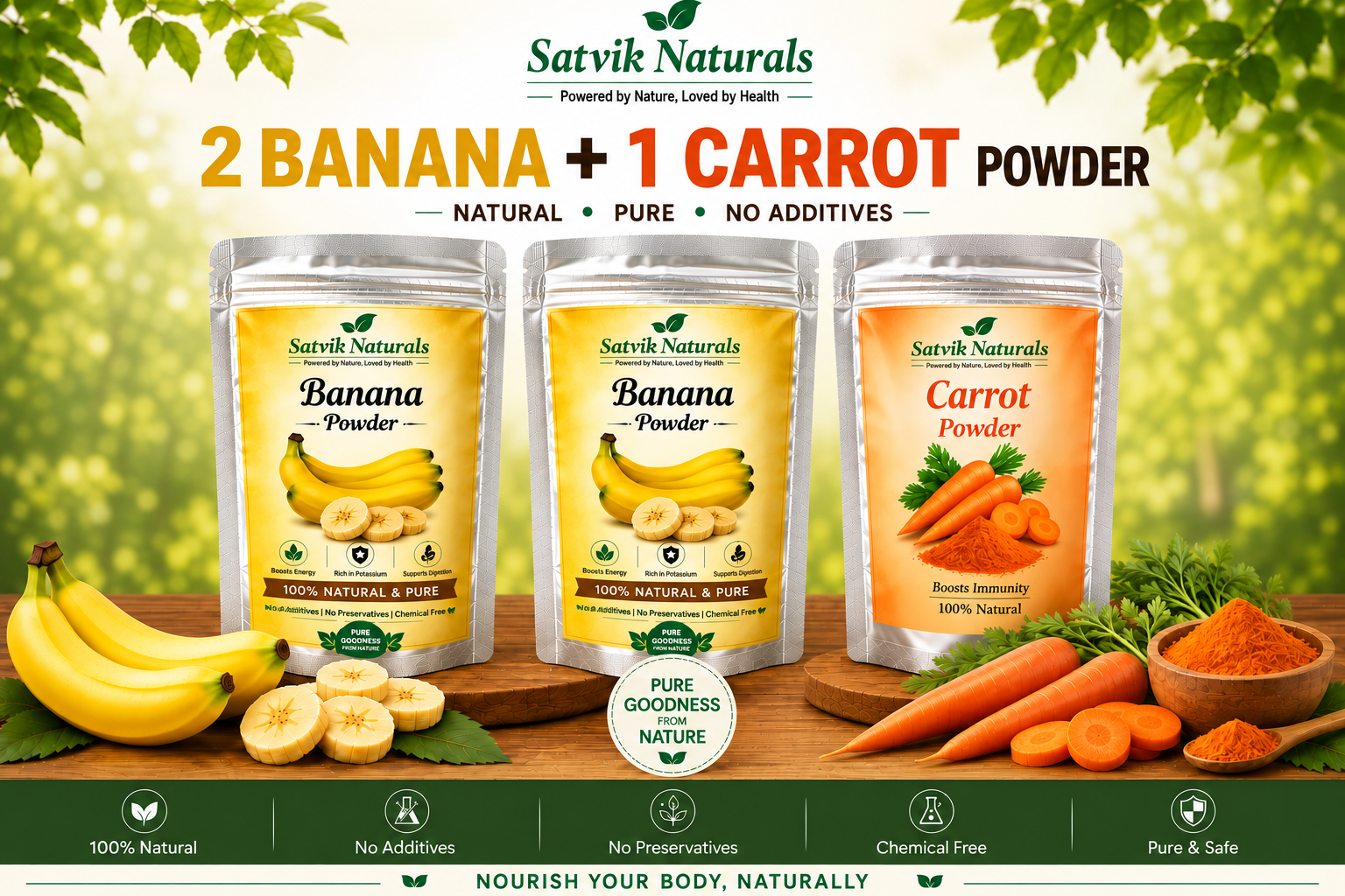 Satvik Naturals Banana & Carrot Powder Combo (2:1)