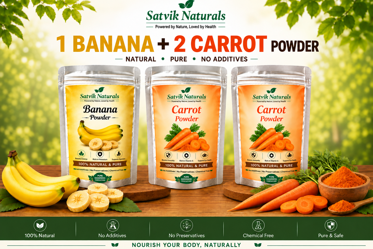 Satvik Naturals Banana & Carrot Powder Combo (1:2)