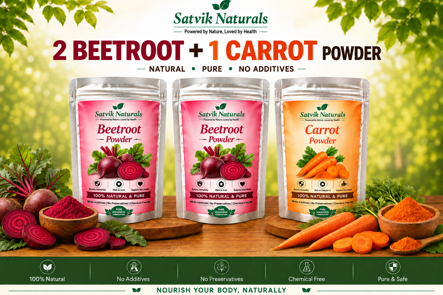 Satvik Naturals Beetroot & Carrot Powder Combo (2:1)