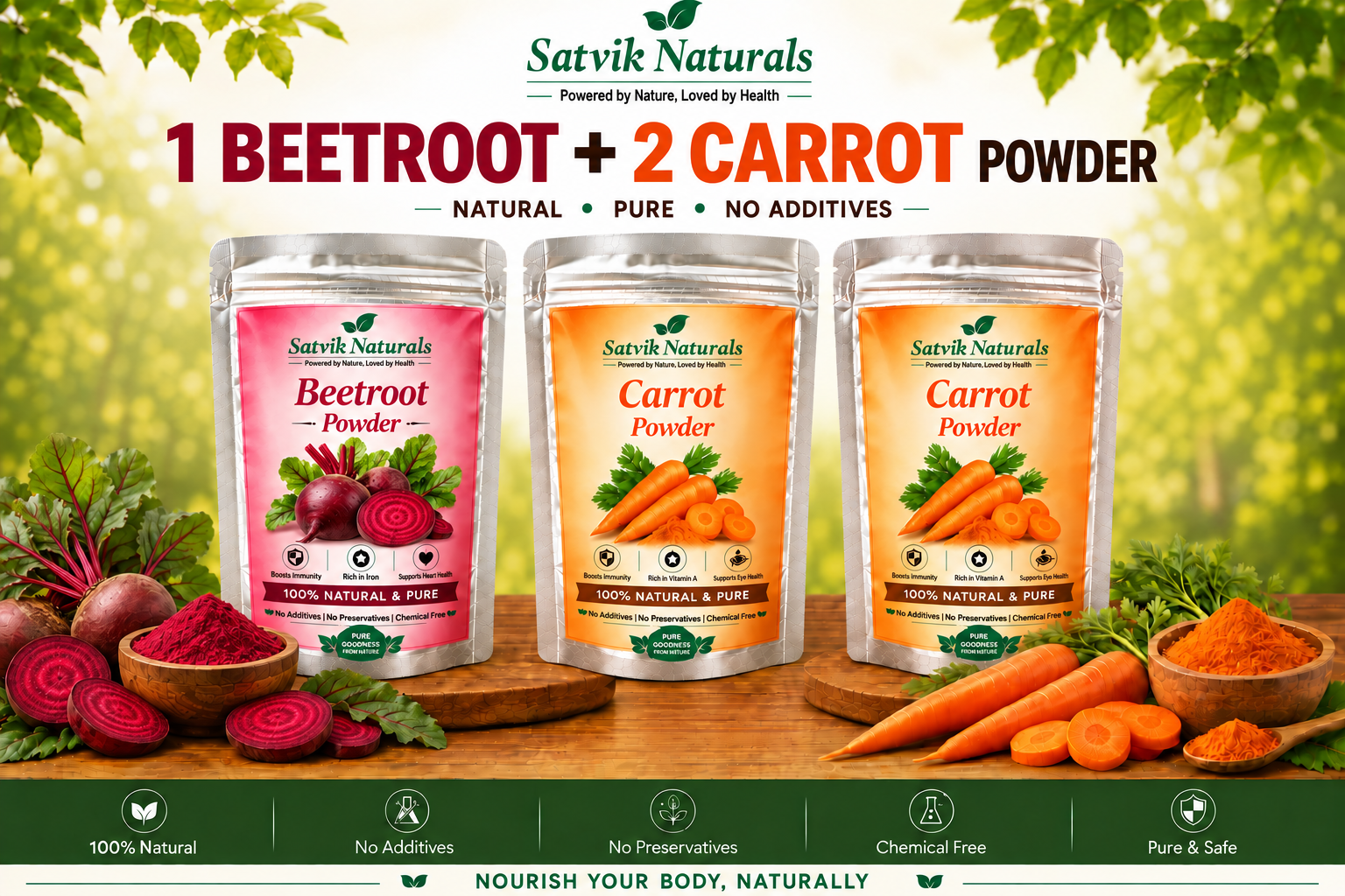 Satvik Naturals Beetroot & Carrot Powder Combo (1:2)