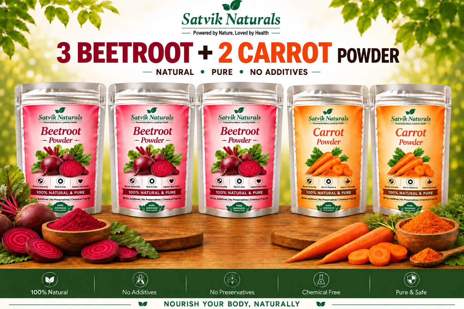Satvik Naturals Beetroot & Carrot Powder Combo (3:2)