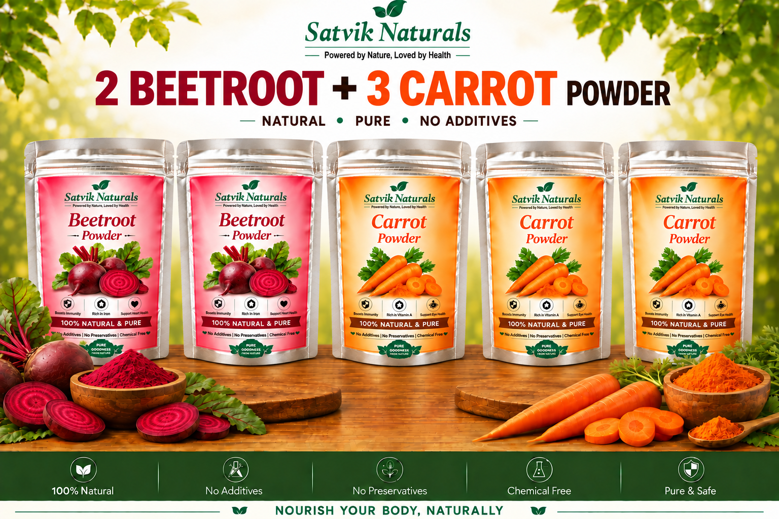Satvik Naturals Beetroot & Carrot Powder Combo (2:3)
