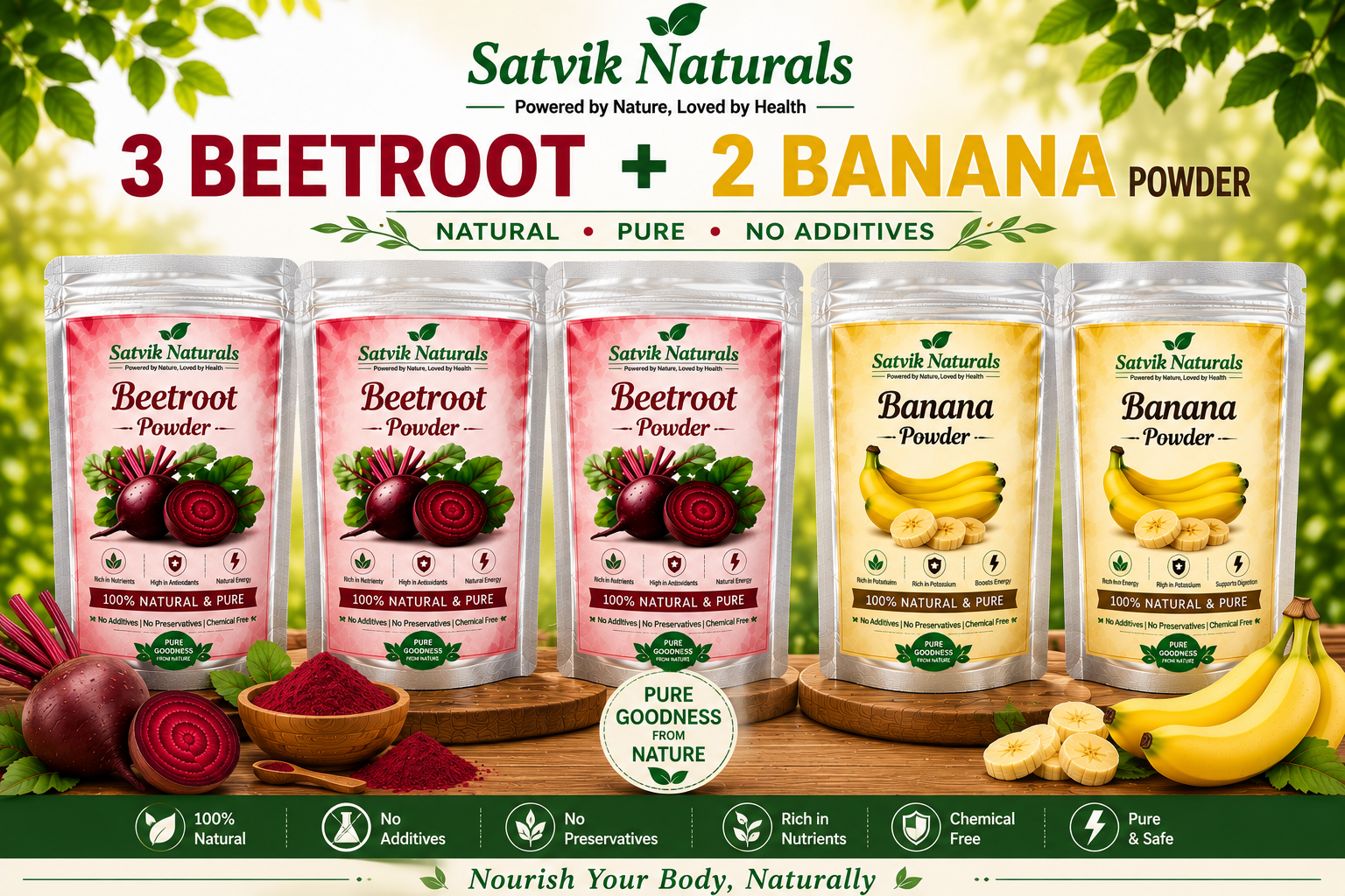 Satvik Naturals Beetroot & Banana Powder Combo (3:2)